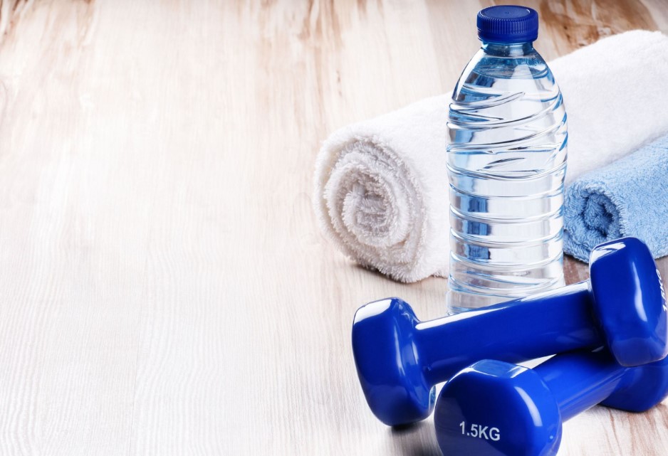 Items needed when working out at a fitness center.