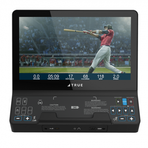 UCIV PVS commercial fitness technology with baseball on the screen.