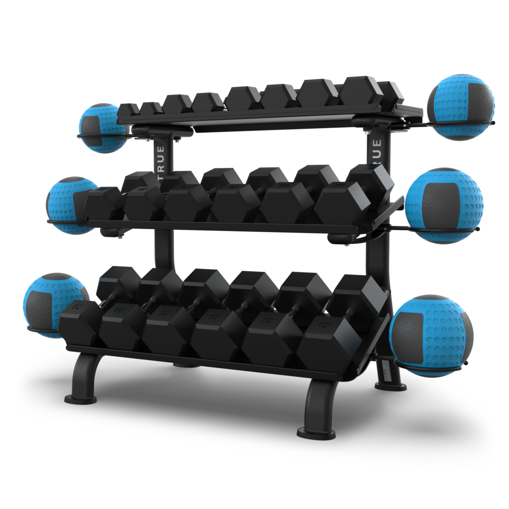 FS 24 3 Tier Flat Tray Dumbbell Rack True Fitness Commercial Exercise Equipment